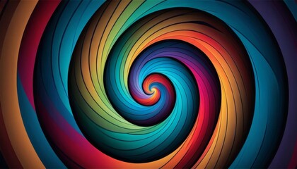 A vibrant digital artwork featuring an abstract swirl pattern with a spectrum of rainbow colors, creating a mesmerizing optical illusion.. AI Generation. AI Generation