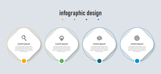 Business infographics design template. timeline with 4 steps, options. can be used for workflow diagram, info chart, web design. vector illustration.