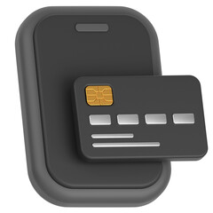 3d icon of a credit card and a mobile phone