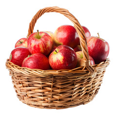 Digital png photo of basket with apples on transparent background