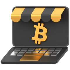 3d icon of a laptop shopping with crypto btc