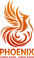 A phoenix bird animal design icon mascot symbol illustration concept