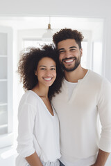 Obraz premium Multiracial couple at home.