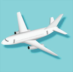 3D Airplane icon illustration. Aeroplane flight travel symbol. Flat plane view of a flying aircraft stock. Air cargo delivery and transportation charter. Business logistic symbol for the web.