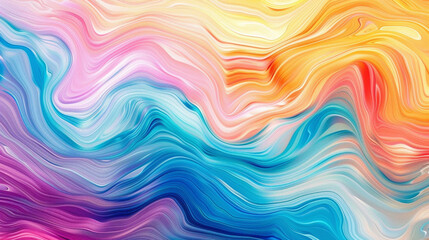 Vibrant swirls of color cascade effortlessly, forming an energetic gradient wave that mesmerizes with its simplicity.