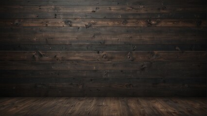 empty wooden table with smoke float up on dark background