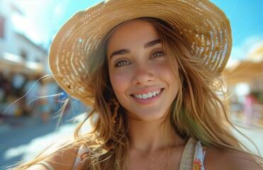 Joyful woman spins in the air, taking selfies while dancing, capturing her lively spirit