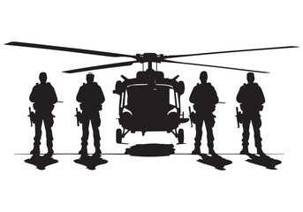 silhouette of military helicopter bundle on white background © shopone