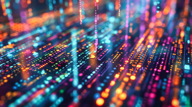 Colorful abstract digital lines and numbers