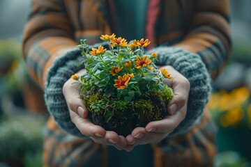 Hands Holding Plant: Anonymously Nurturing Nature