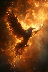burning bird in the sky