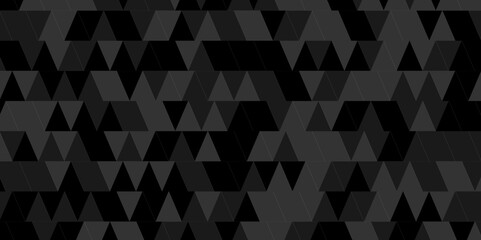 Vector geometric seamless technology gray and black triangle background. Abstract digital grid light pattern dark black and gray Polygon Mosaic triangle Background, business and corporate background