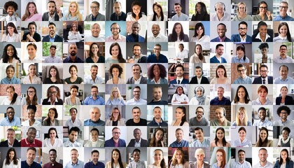 Multi-Face Collage: People in Business - obrazy, fototapety, plakaty