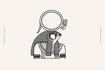Ancient Egyptian god Ra. Sun God, supreme deity in Ancient Egypt. A deity with the head of a falcon bird. Mythical character of the ancient world, the father of all ancient Egyptian gods. - 783588265