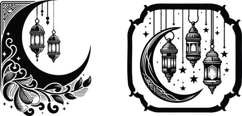 Set of Ramadan decorations, vector illustration.