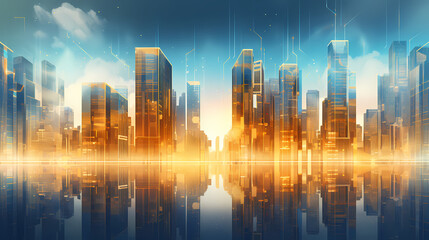 Fototapeta premium Abstract lines 3D rendering city