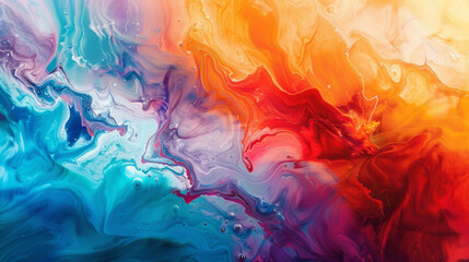 Vibrant colors blend in fluid motion, forming a dynamic gradient composition.