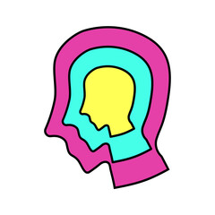 Human Head Neon Art Illustration Icon