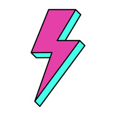 Rainbow Neon Art Illustration Lightning Bolt Icon