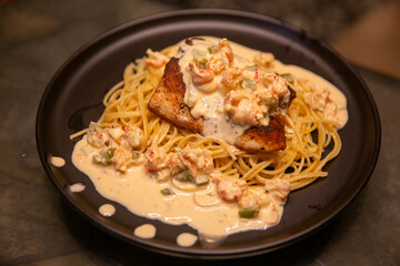 Blackened Snapper with Crawfish Pasta