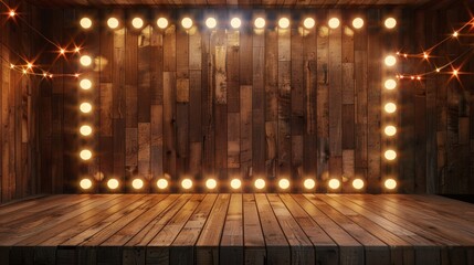 wooden 3d stage - organic material podium - empty country concert hall 