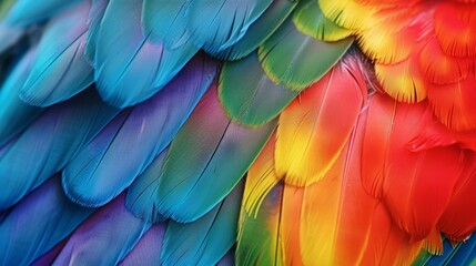 a close up of a bunch of colorful feathers on a dark background