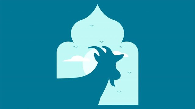 Eid Al Adha Flat With Goat Animated