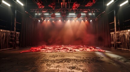 Empty Concert Hall with Lights, Stage in the Showroom - obrazy, fototapety, plakaty