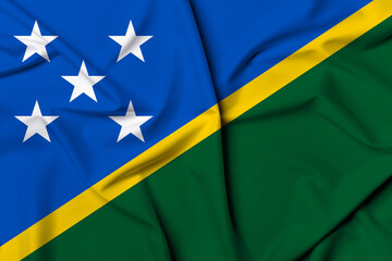 Beautifully waving and striped Solomon Islands flag, flag background texture with vibrant colors and fabric background