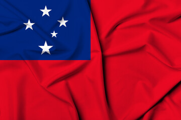 Beautifully waving and striped Samoa flag, flag background texture with vibrant colors and fabric background