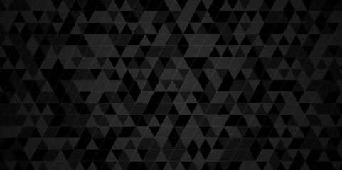Vector geometric seamless technology gray and black triangle background. Abstract digital grid light pattern dark black and gray Polygon Mosaic triangle Background, business and corporate background