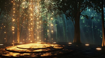 Nature's Podium: Verdant Forest Platform -"Mystical Forest Stage: Lush Greenery in 3D 