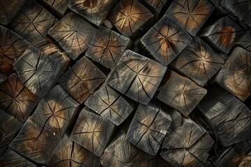 pattern of tree trunks cut into squares, textured background