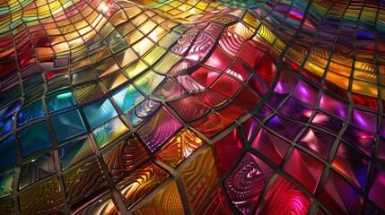 a close up of a colorful stained glass window