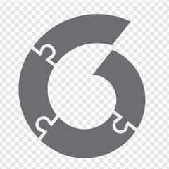 Simple icon puzzles in gray. Simple icon spiral puzzle of the four elements  on transparent background for your web site design, app, UI. EPS10.