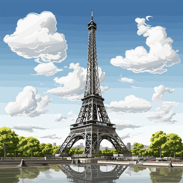 Eiffel tower hand-drawn comic illustration. Eiffel tower. Vector doodle style cartoon illustration