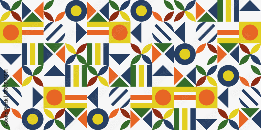 Poster Scandinavian pattern texture. Vector geometric pattern from various shapes.