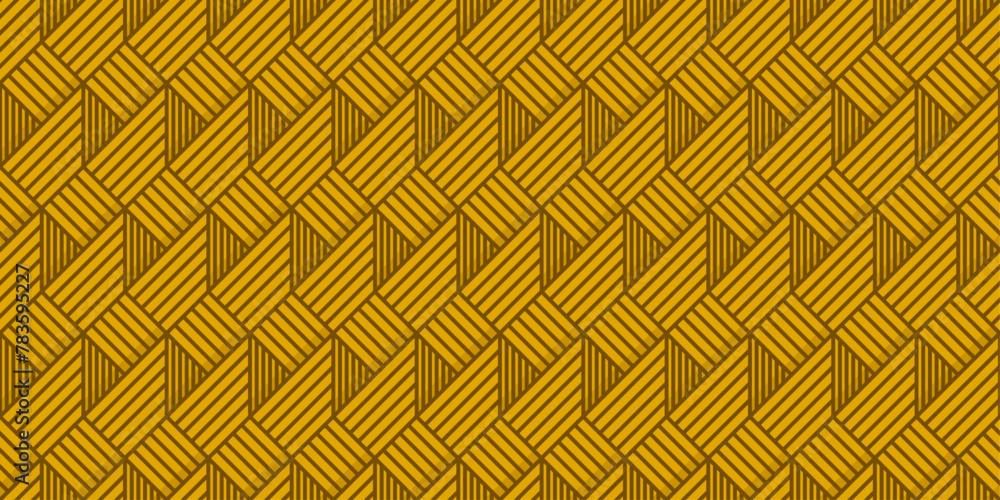 Leinwandbilder linear flat abstract lines. pattern of voluminous stripes, hexagonal shape. yellow color. vector.