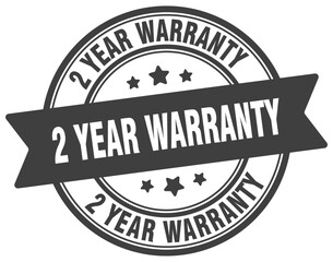 2 year warranty stamp. 2 year warranty label on transparent background. round sign