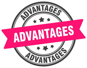 advantages stamp. advantages label on transparent background. round sign