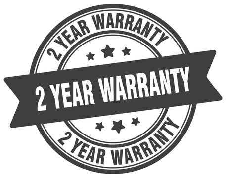 2 year warranty stamp. 2 year warranty label on transparent background. round sign