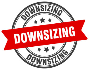 downsizing stamp. downsizing label on transparent background. round sign