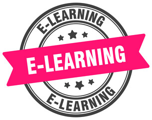 e-learning stamp. e-learning label on transparent background. round sign