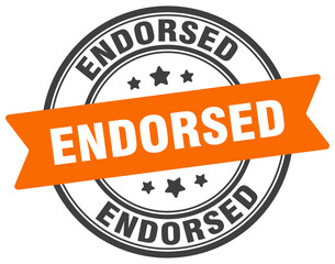 endorsed stamp. endorsed label on transparent background. round sign