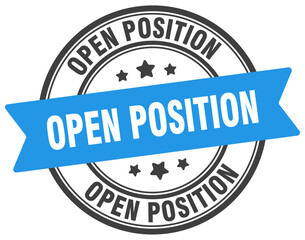 open position stamp. open position label on transparent background. round sign