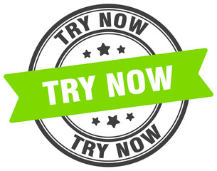 try now stamp. try now label on transparent background. round sign