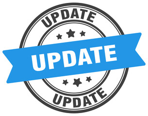update stamp. update label on transparent background. round sign