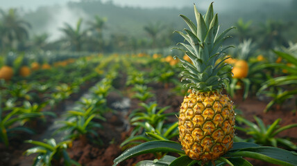 Pineapple in a field