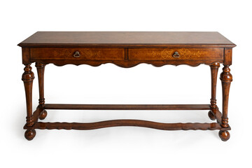 Antique Seaweed Marquetry Console, Walnut Lacquered Wood 

