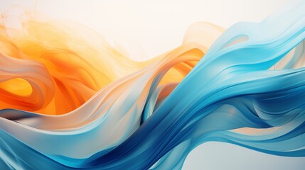 Vibrant blue and orange waves intertwine in a mesmerizing abstract dance.